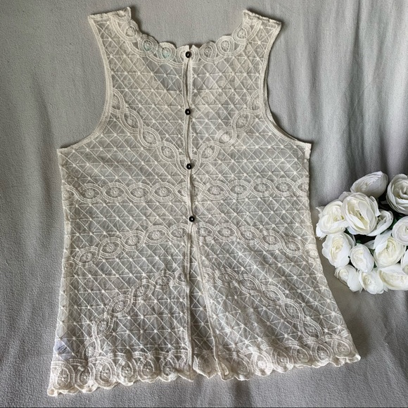Maurices Sheer Lace Sleeveless Button Back Top - Picture 14 of 14